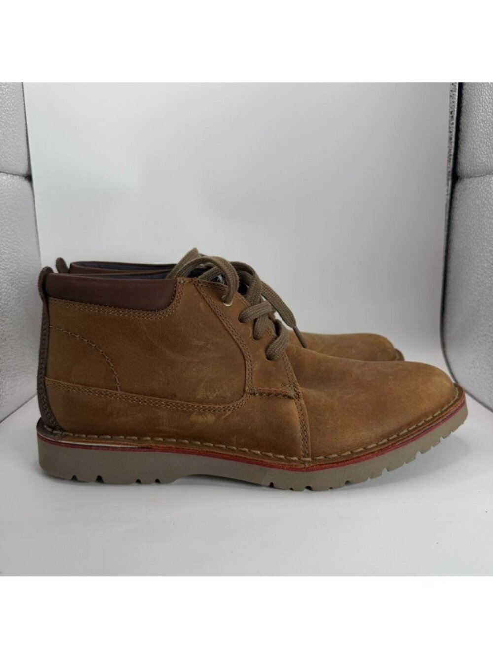 Clarks Mens Vargo Mid Leather Chukka Boots Dark Brown Size 7.5 M